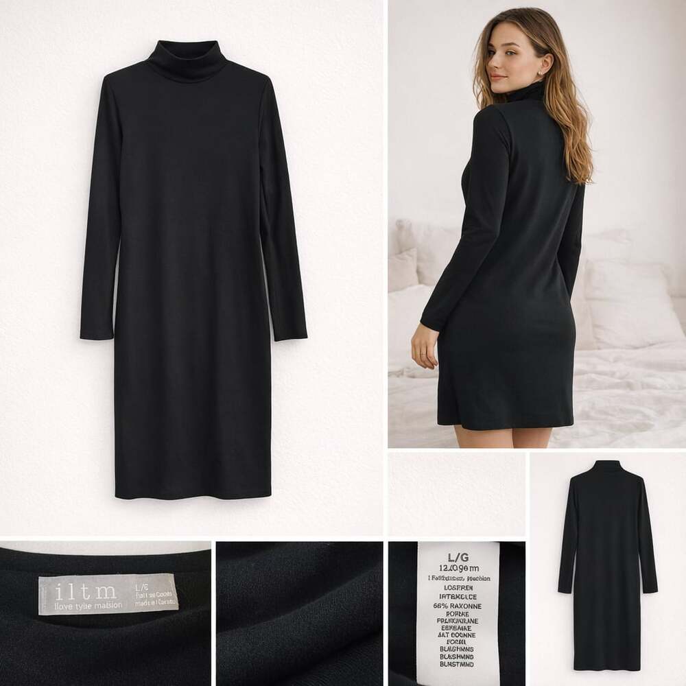 I Love Tyler Madison Black Turtleneck Long‎ Sleeve Dress Size Large